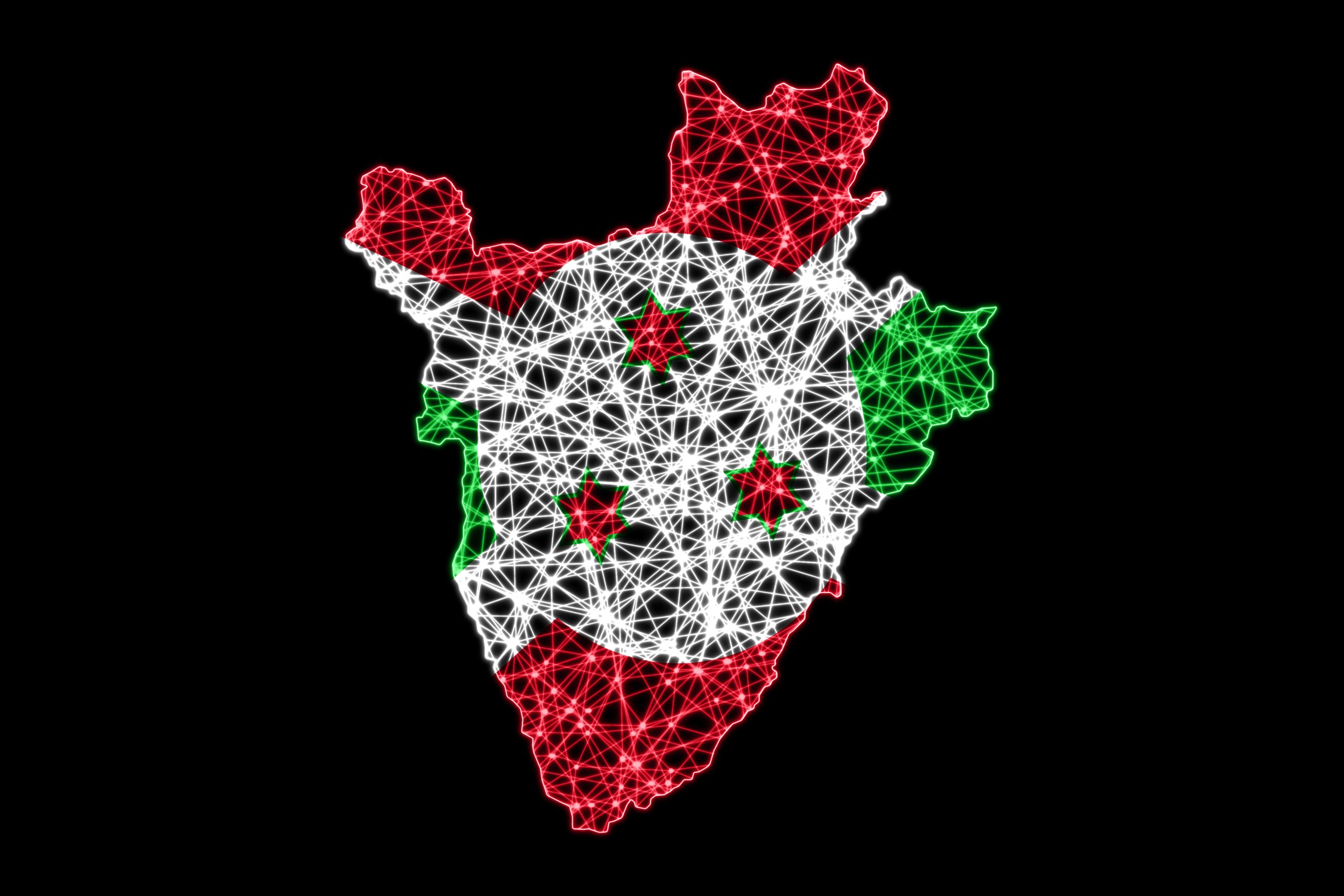 map of burundi, polygonal mesh line map