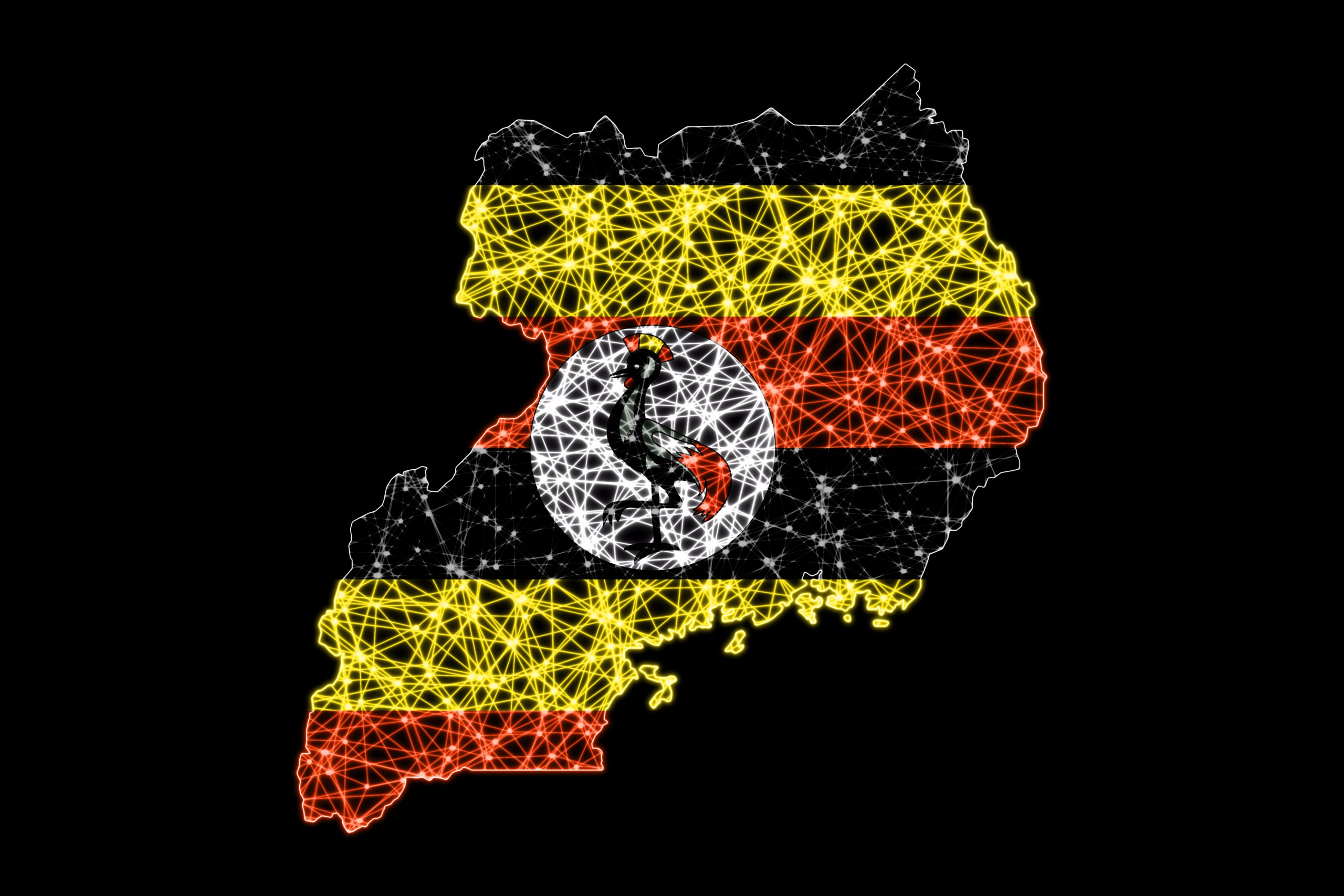 map of uganda, polygonal mesh line map